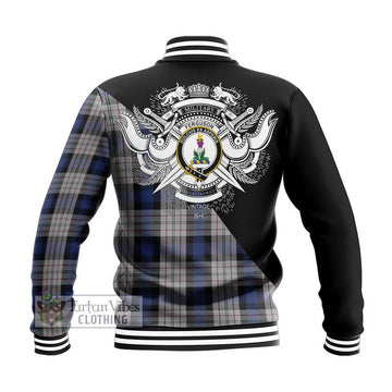 Ferguson Dress Tartan Baseball Jacket with Family Crest and Military Logo Style