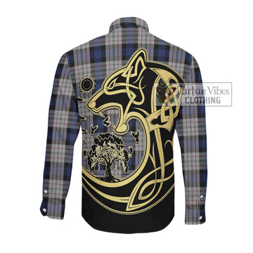 Ferguson Dress Tartan Long Sleeve Button Shirt with Family Crest Celtic Wolf Style