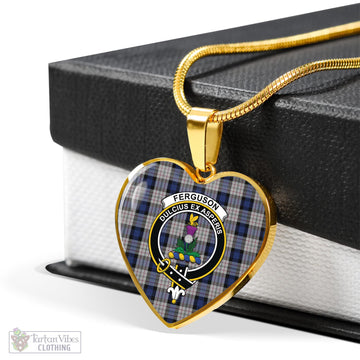 Ferguson Dress Tartan Heart Necklace with Family Crest