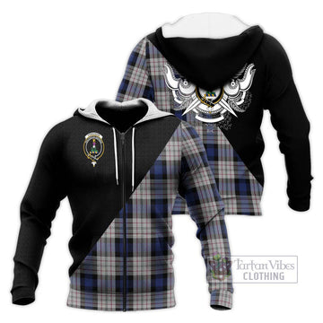 Ferguson Dress Tartan Knitted Hoodie with Family Crest and Military Logo Style