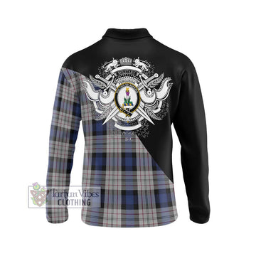 Ferguson Dress Tartan Long Sleeve Polo Shirt with Family Crest and Military Logo Style