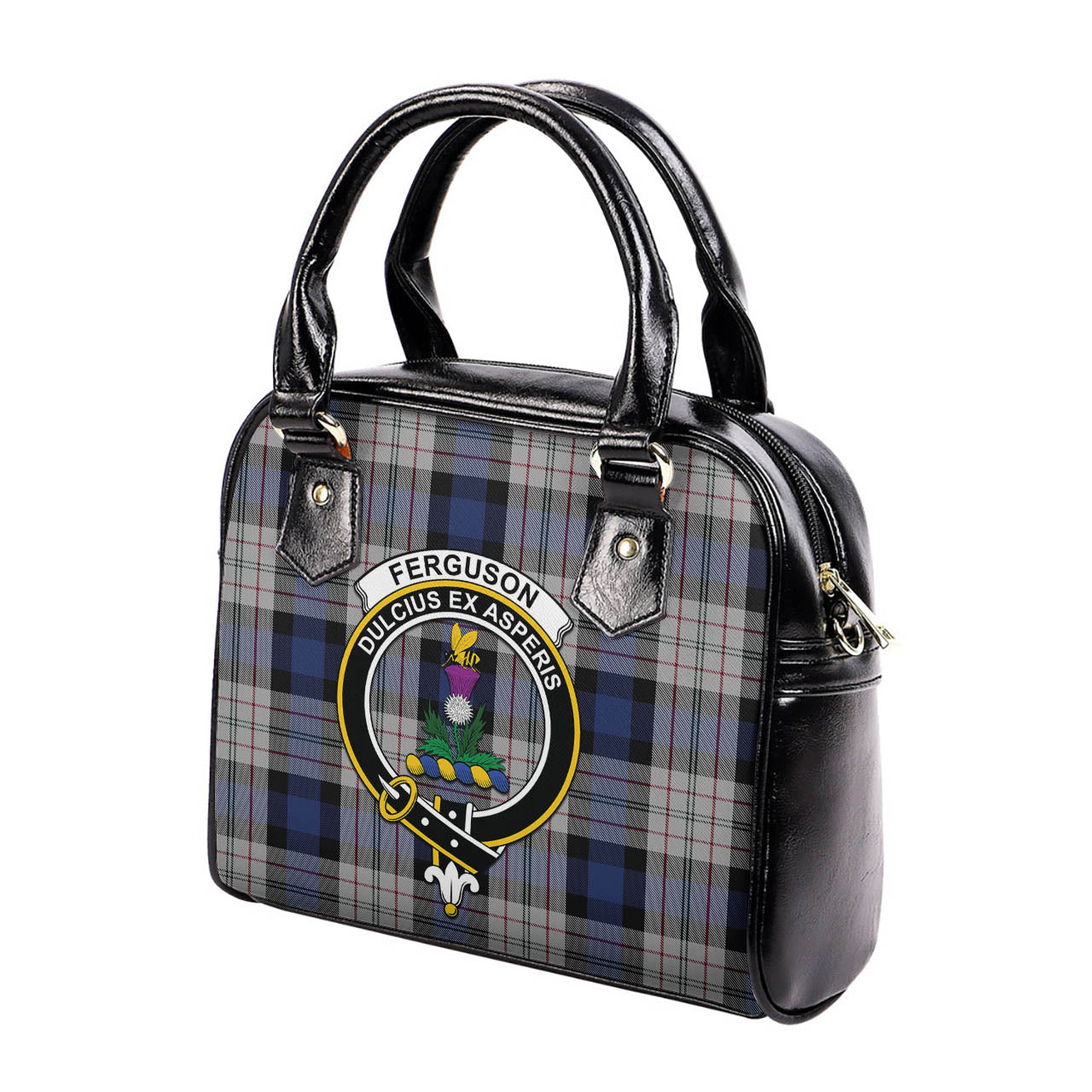 Ferguson Dress Tartan Shoulder Handbags with Family Crest - Tartanvibesclothing