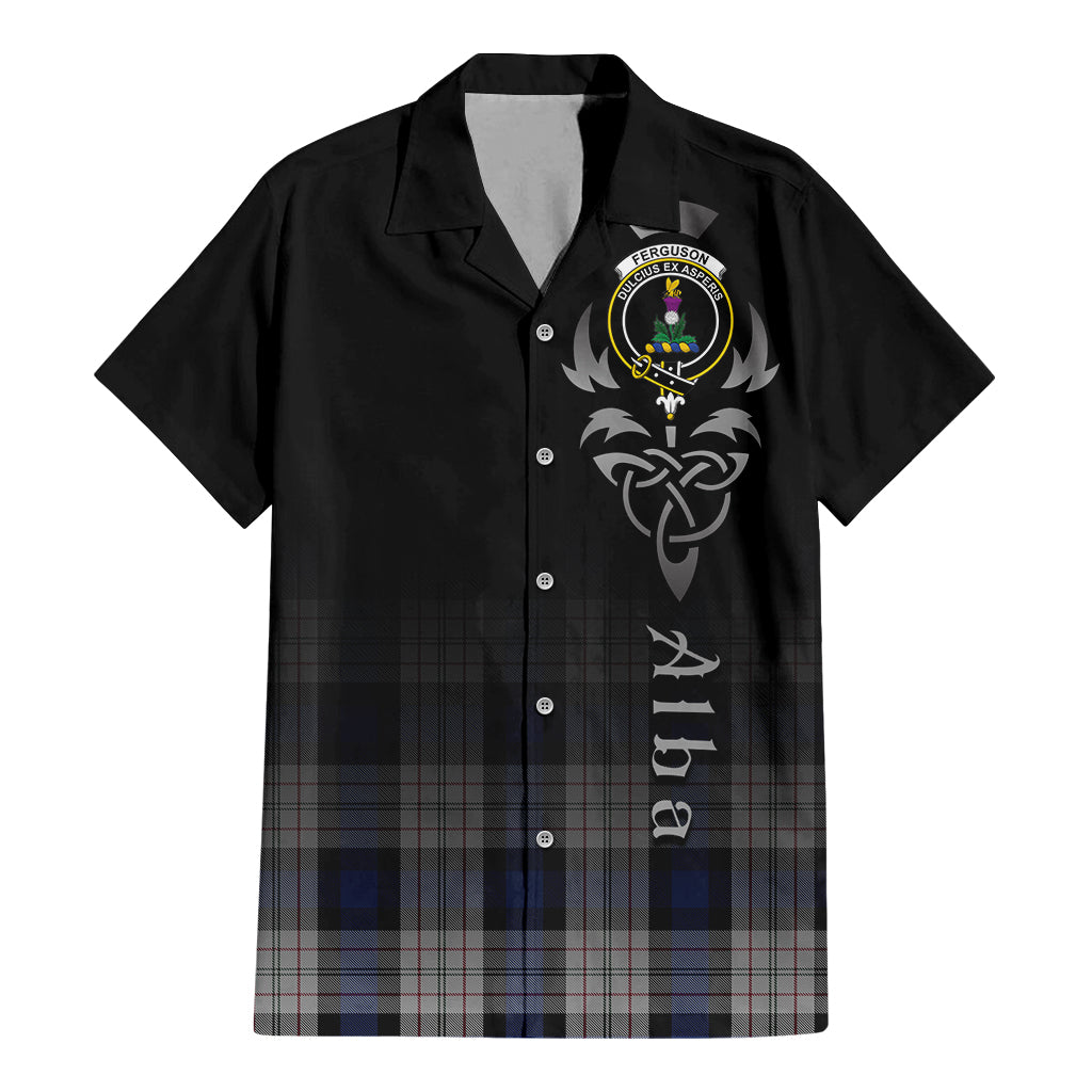 Tartan Vibes Clothing Ferguson Dress Tartan Short Sleeve Button Up Featuring Alba Gu Brath Family Crest Celtic Inspired