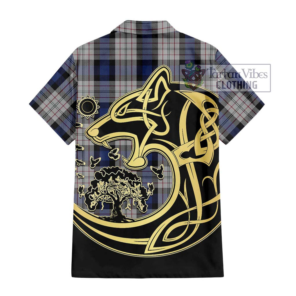 Ferguson Dress Tartan Short Sleeve Button Shirt with Family Crest Celtic Wolf Style - Tartan Vibes Clothing