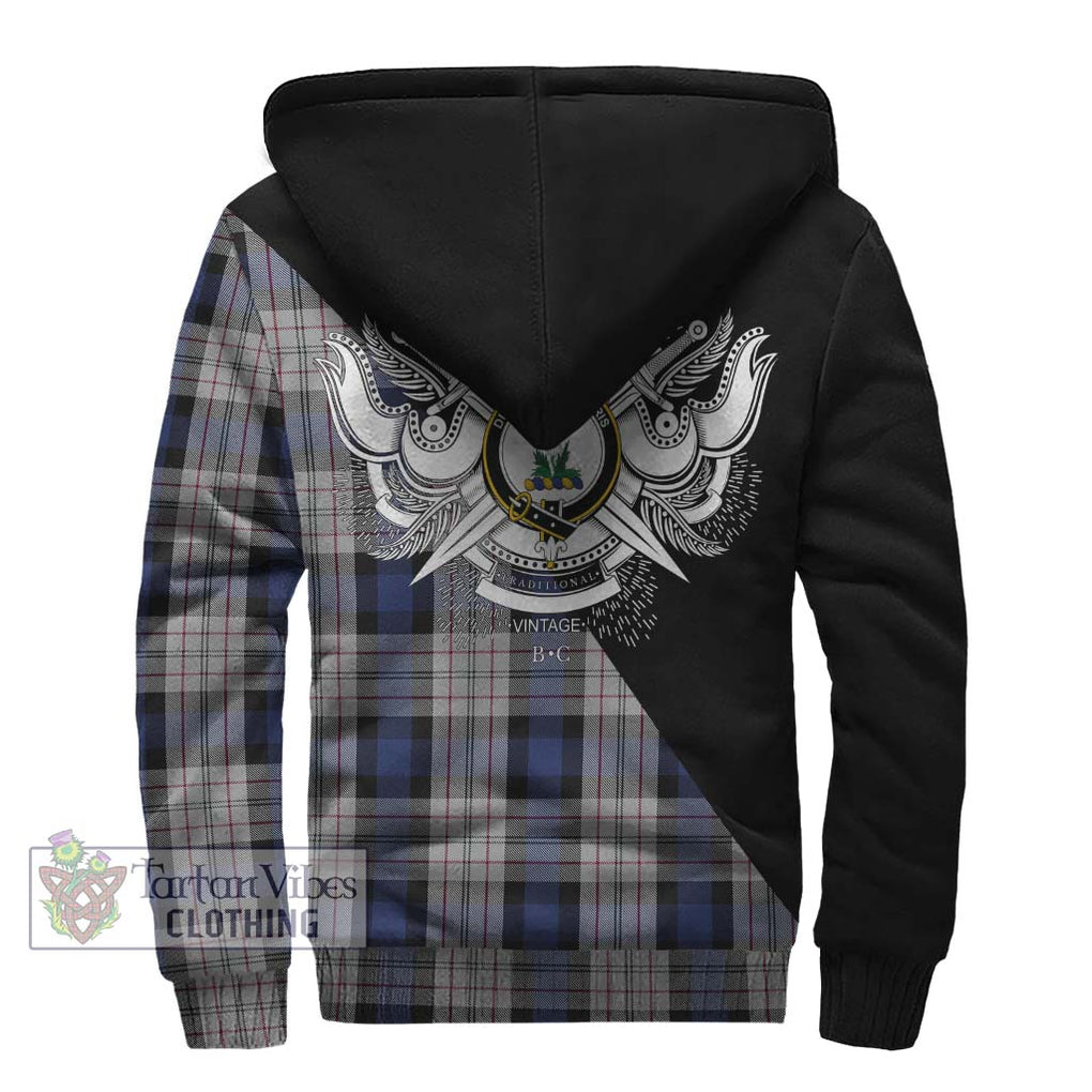 Ferguson Dress Tartan Sherpa Hoodie with Family Crest and Military Logo Style - Tartanvibesclothing Shop