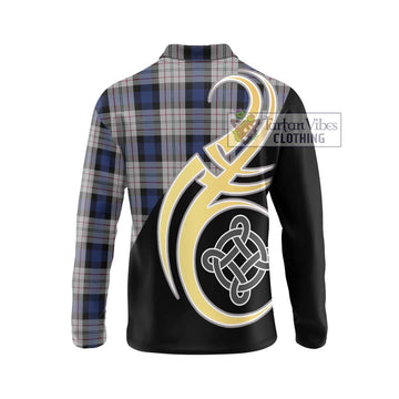 Ferguson Dress Tartan Long Sleeve Polo Shirt with Family Crest and Celtic Symbol Style