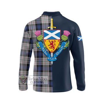 Ferguson Dress Tartan Long Sleeve Polo Shirt Alba with Scottish Lion Royal Arm Half Style