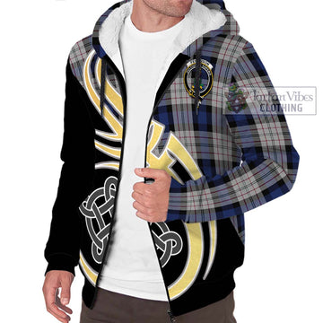 Ferguson Dress Tartan Sherpa Hoodie with Family Crest and Celtic Symbol Style