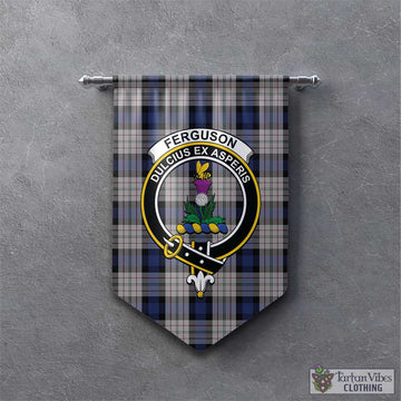 Ferguson Dress Tartan Gonfalon, Tartan Banner with Family Crest