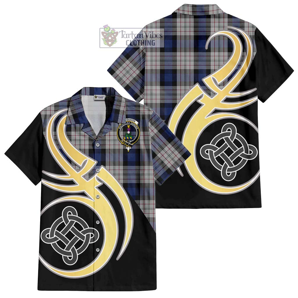 Ferguson Dress Tartan Short Sleeve Button Shirt with Family Crest and Celtic Symbol Style - Tartan Vibes Clothing