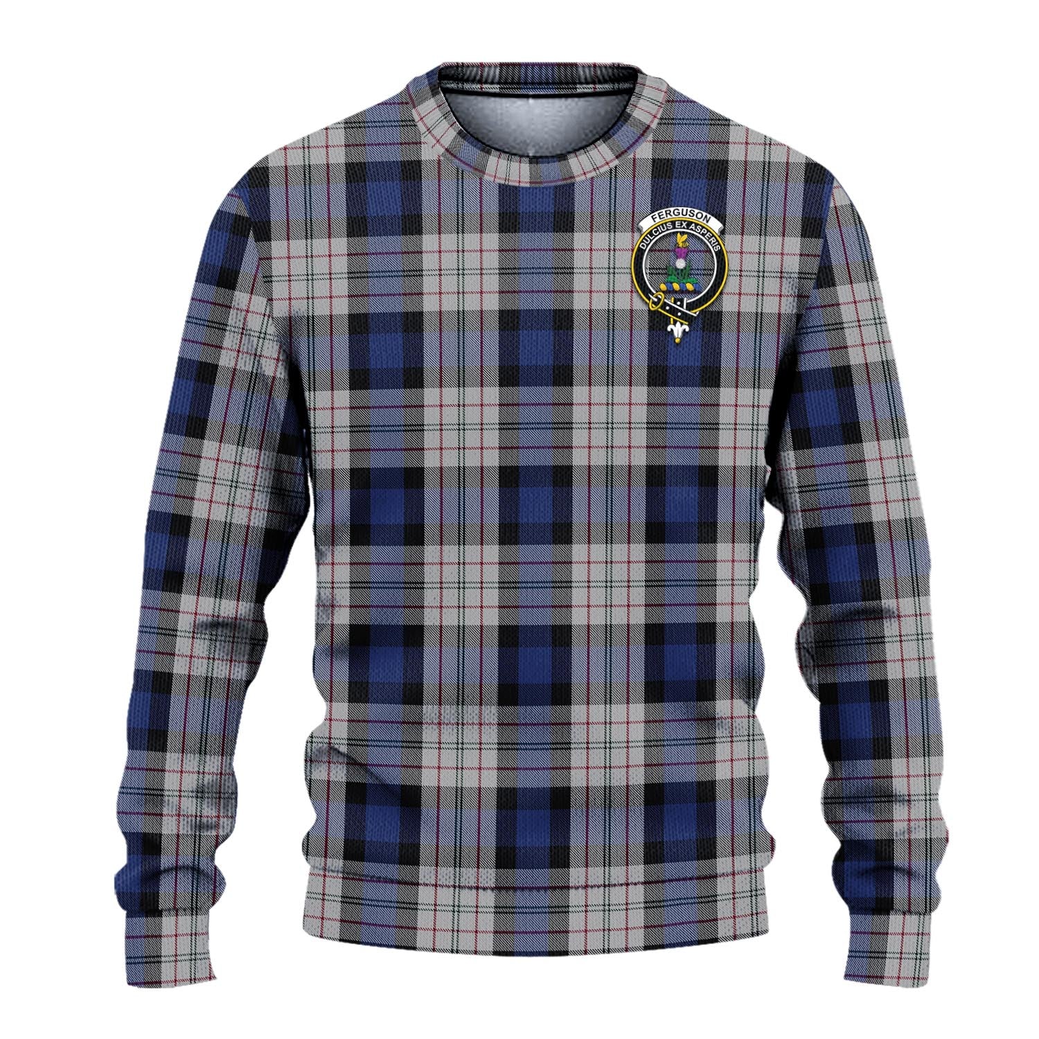 Ferguson Dress Tartan Knitted Sweater with Family Crest - Tartanvibesclothing