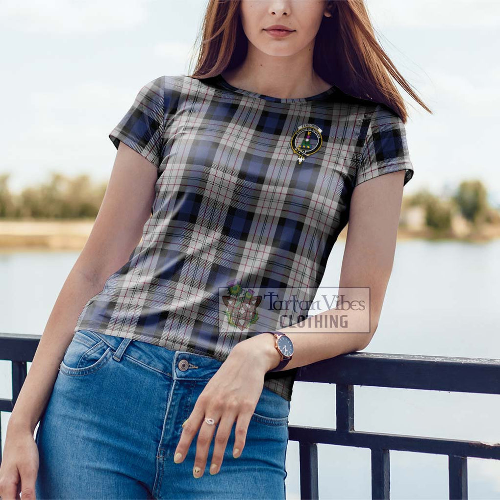 Ferguson Dress Tartan Cotton T-Shirt with Family Crest Women's Shirt - Tartanvibesclothing Shop