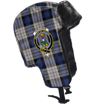 Ferguson Dress Tartan Winter Trapper Hat with Family Crest