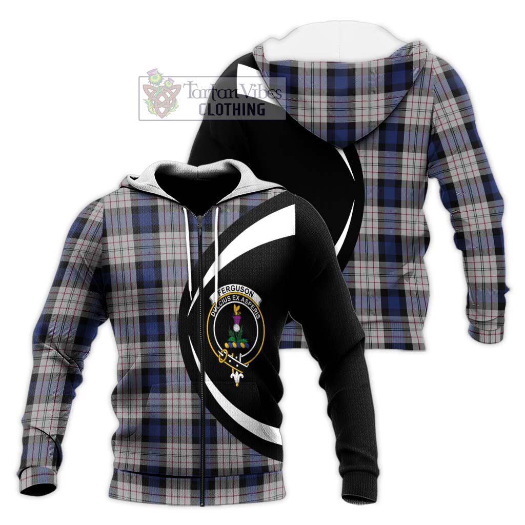 Ferguson Dress Tartan Knitted Hoodie with Family Crest Circle Style Unisex Knitted Zip Hoodie - Tartan Vibes Clothing