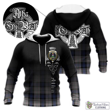 Ferguson Dress Tartan Knitted Hoodie Featuring Alba Gu Brath Family Crest Celtic Inspired