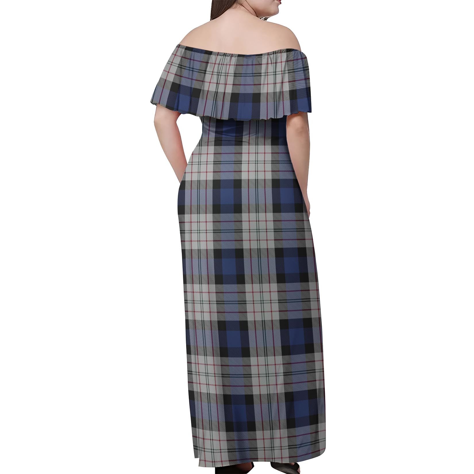 Ferguson Dress Tartan Off Shoulder Long Dress - Tartanvibesclothing