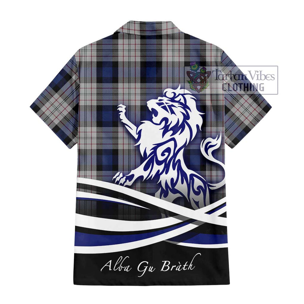 Ferguson Dress Tartan Short Sleeve Button Shirt with Alba Gu Brath Regal Lion Emblem - Tartanvibesclothing Shop