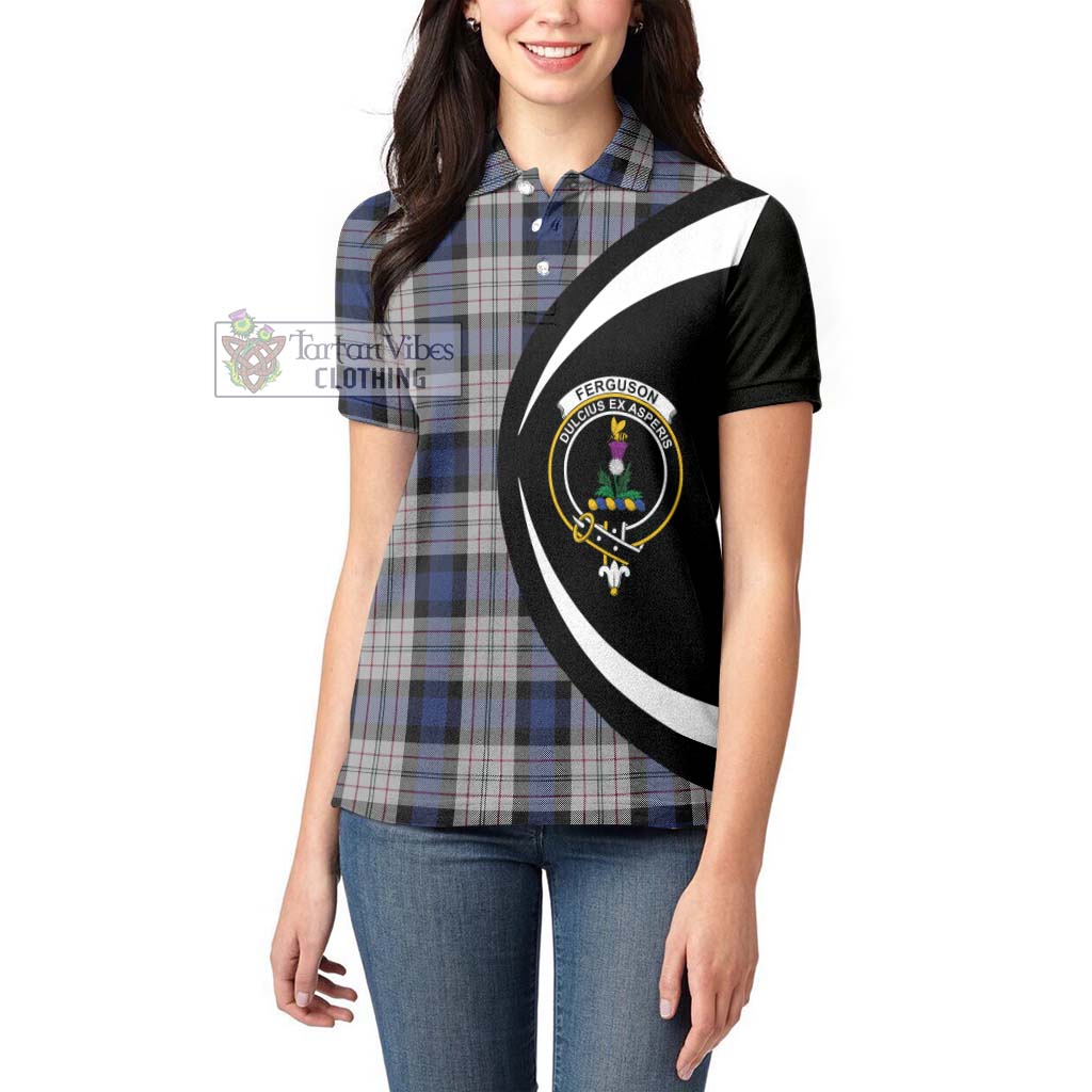 Tartan Vibes Clothing Ferguson Dress Tartan Women's Polo Shirt with Family Crest Circle Style