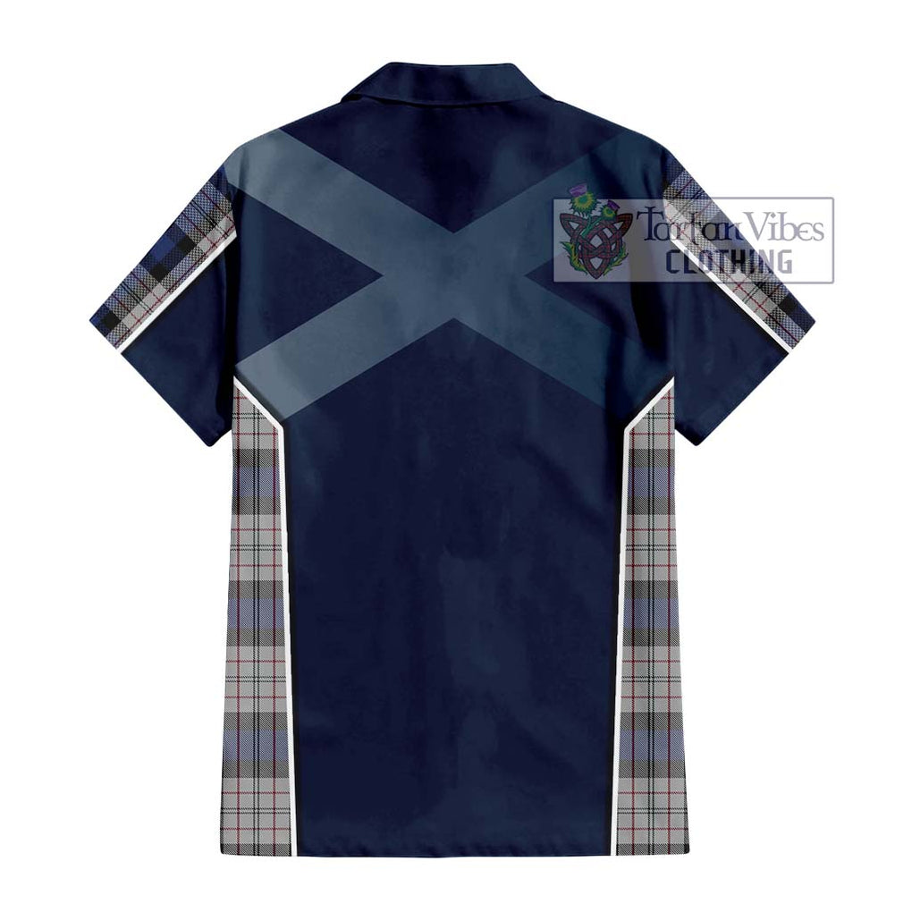 Ferguson Dress Tartan Short Sleeve Button Shirt with Family Crest and Lion Rampant Vibes Sport Style - Tartan Vibes Clothing