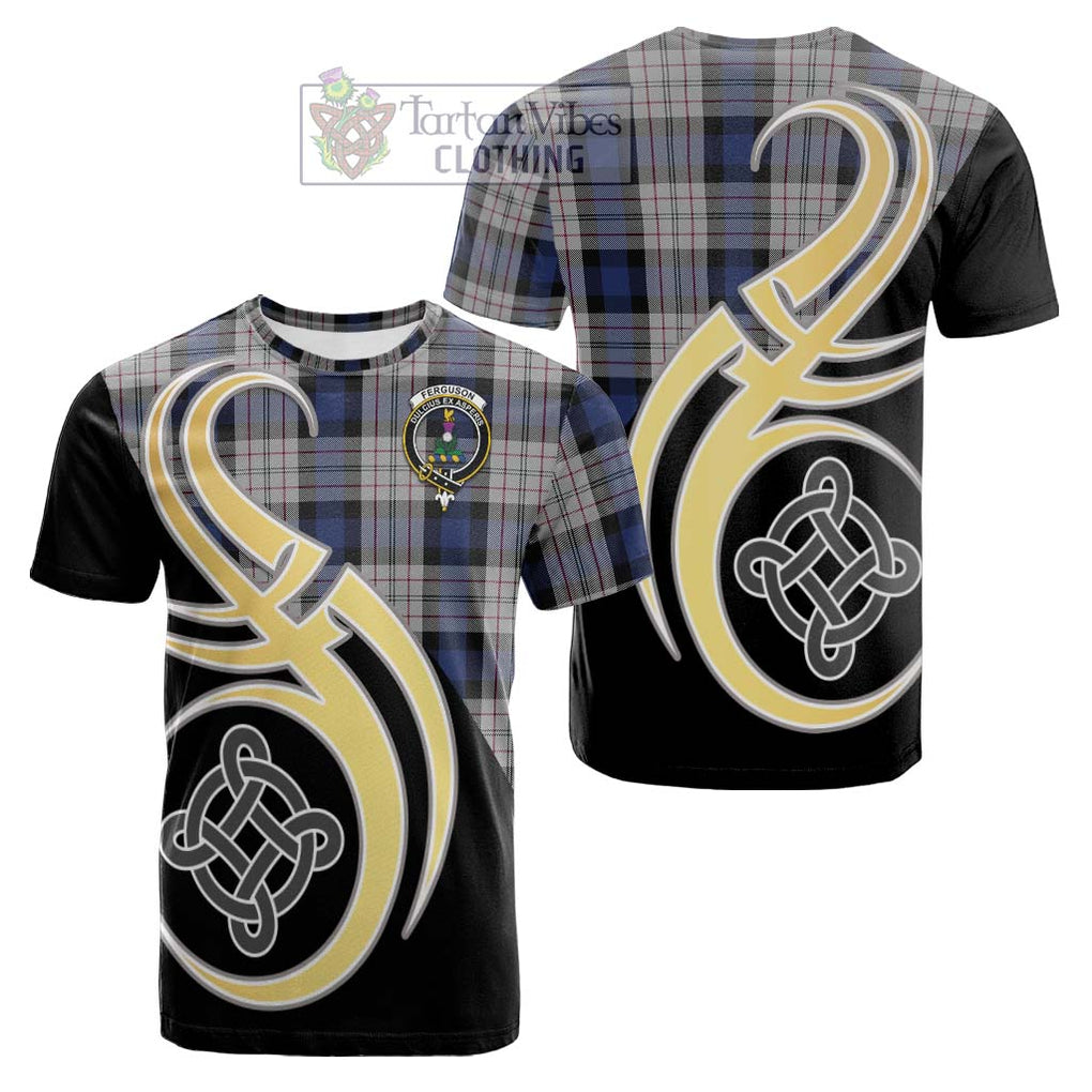 Tartan Vibes Clothing Ferguson Dress Tartan Cotton T-shirt with Family Crest and Celtic Symbol Style