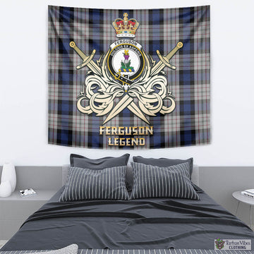 Ferguson Dress Tartan Tapestry with Clan Crest and the Golden Sword of Courageous Legacy