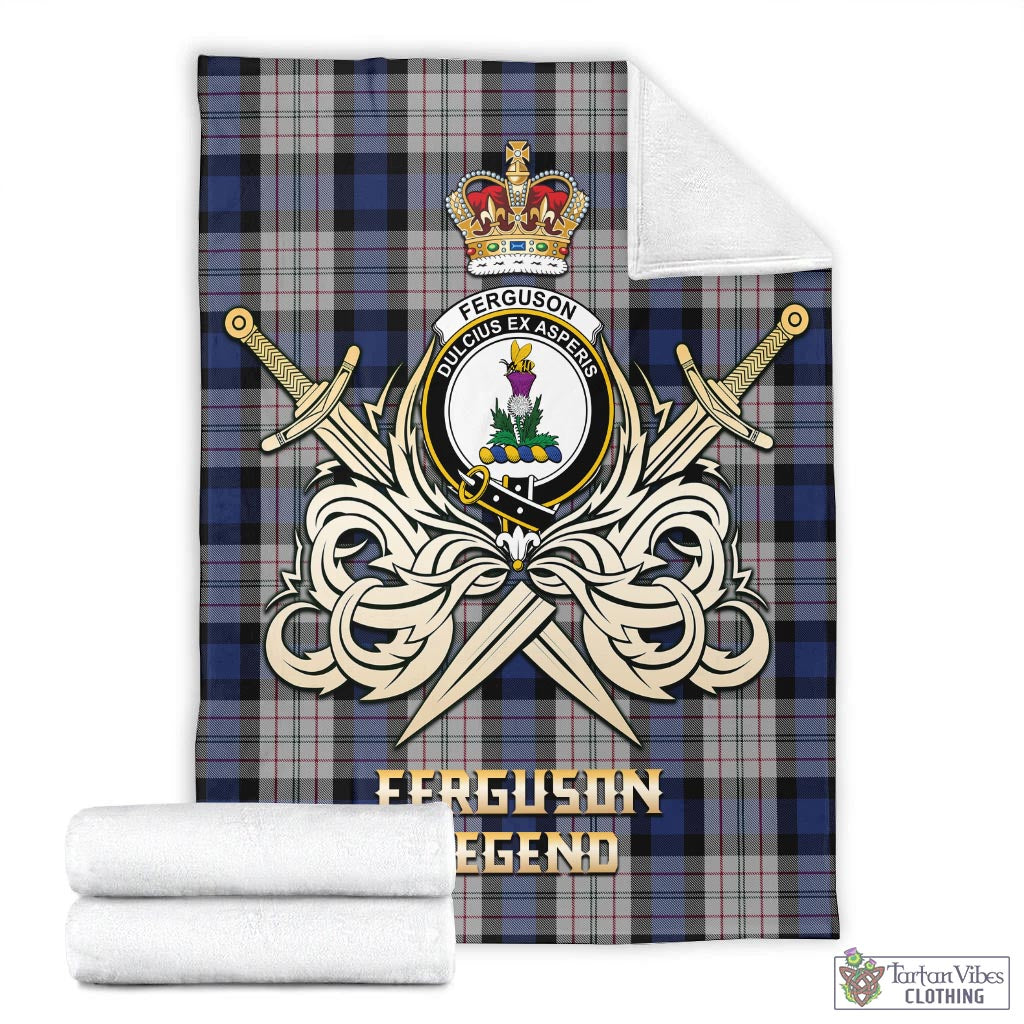 Tartan Vibes Clothing Ferguson Dress Tartan Blanket with Clan Crest and the Golden Sword of Courageous Legacy