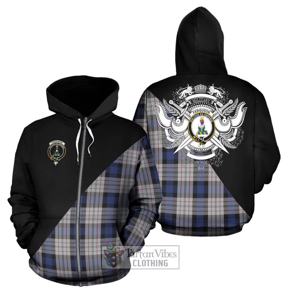 Ferguson Dress Tartan Hoodie with Family Crest and Military Logo Style - Tartanvibesclothing Shop