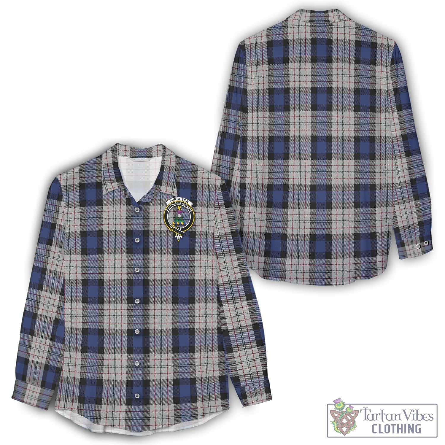 Tartan Vibes Clothing Ferguson Dress Tartan Womens Casual Shirt with Family Crest