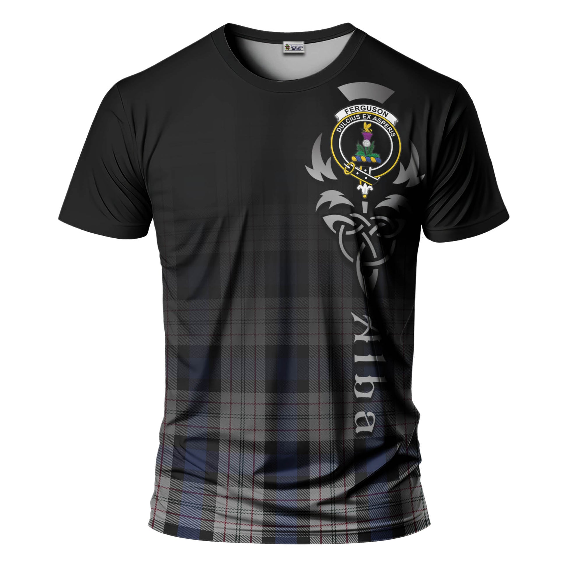 Tartan Vibes Clothing Ferguson Dress Tartan T-Shirt Featuring Alba Gu Brath Family Crest Celtic Inspired