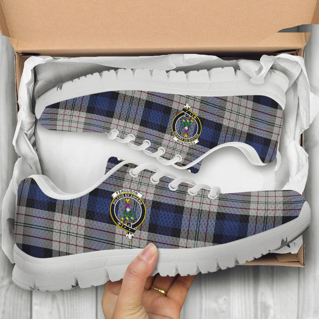 Ferguson Dress Tartan Sneakers with Family Crest - Tartan Vibes Clothing