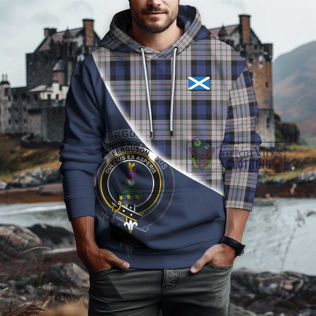 Ferguson Dress Tartan Hoodie with Personalised National Flag and Family Crest Half Style - Tartanvibesclothing Shop