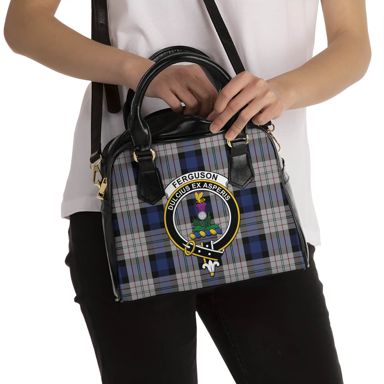 Ferguson Dress Tartan Shoulder Handbags with Family Crest - Tartanvibesclothing