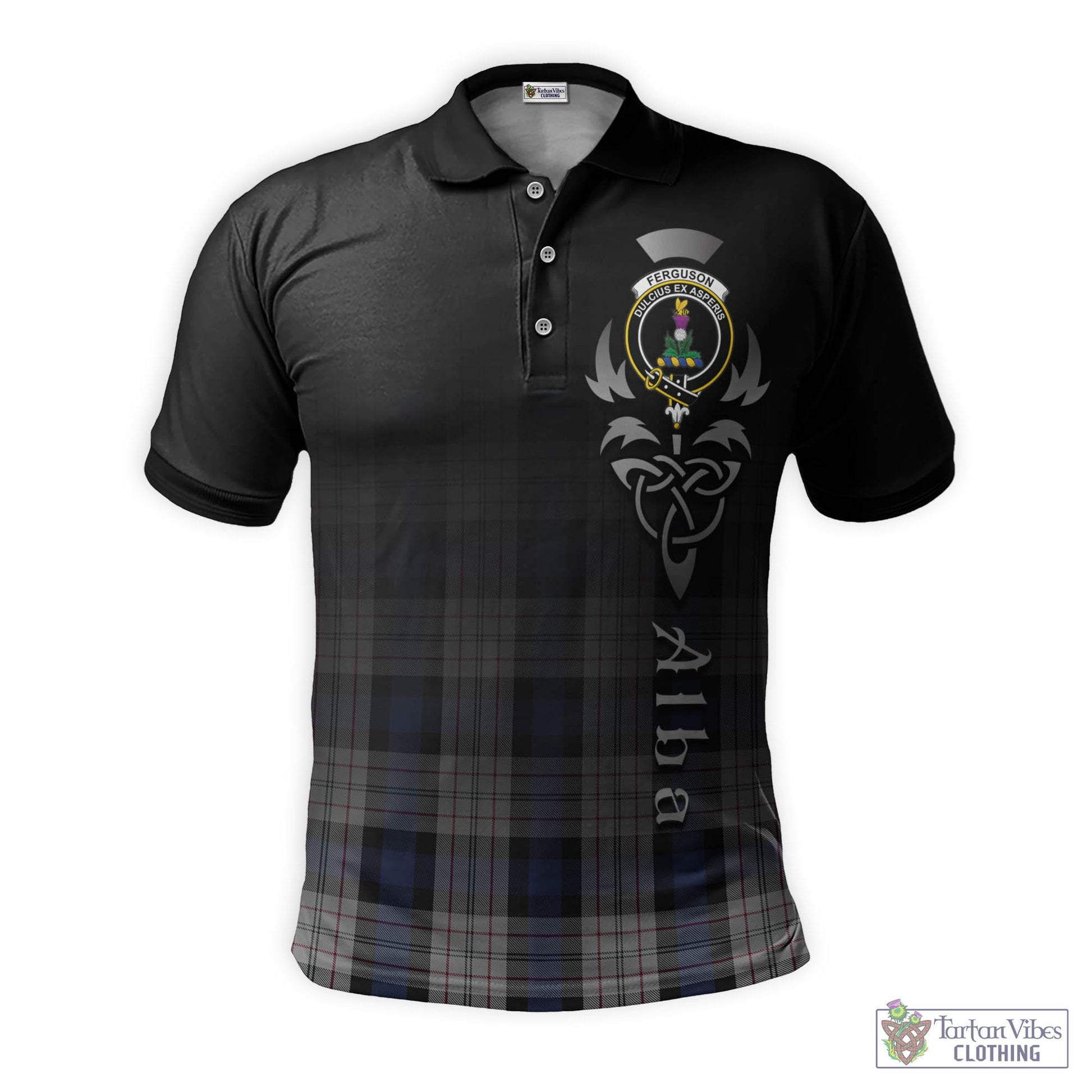 Tartan Vibes Clothing Ferguson Dress Tartan Polo Shirt Featuring Alba Gu Brath Family Crest Celtic Inspired