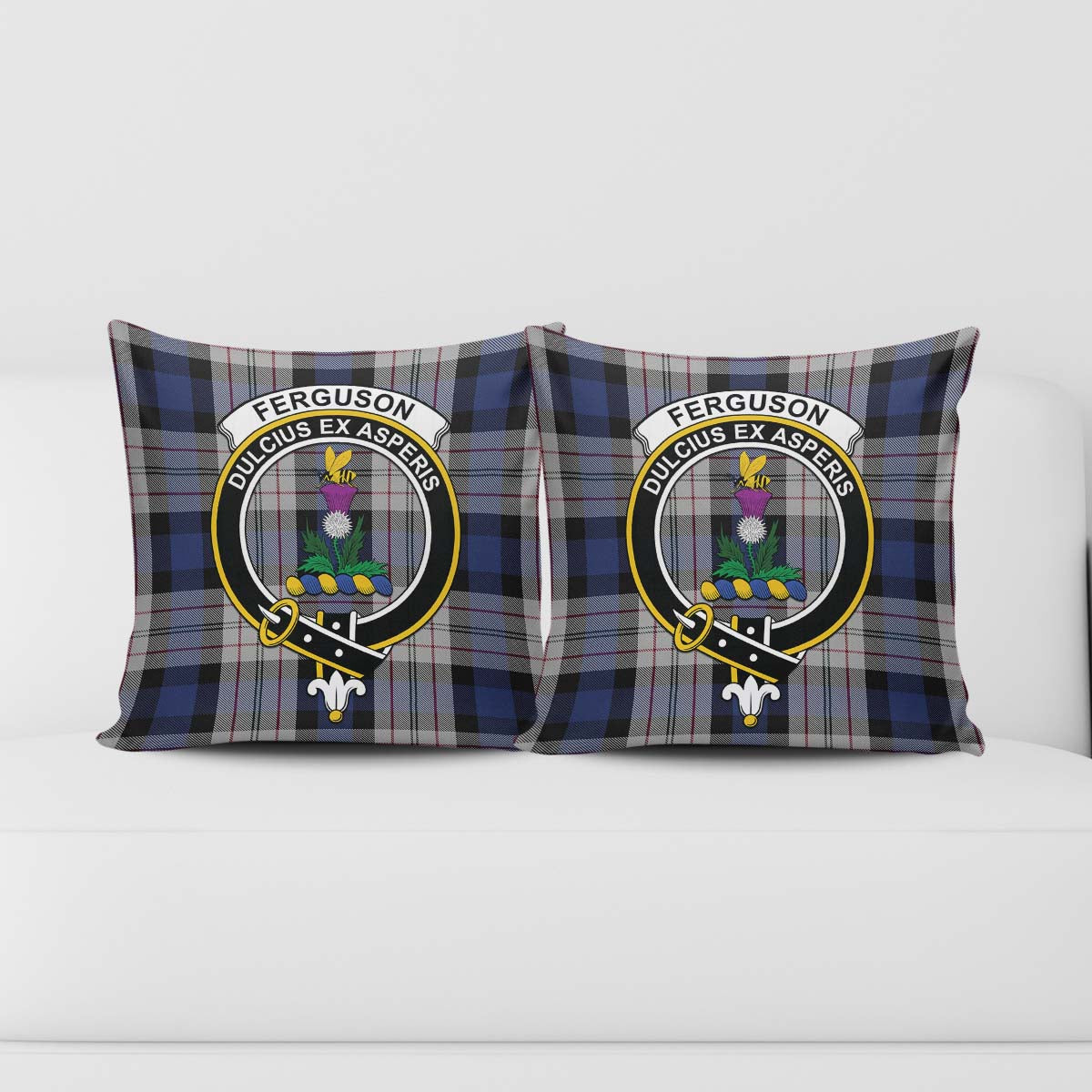 Ferguson Dress Tartan Pillow Cover with Family Crest - Tartanvibesclothing