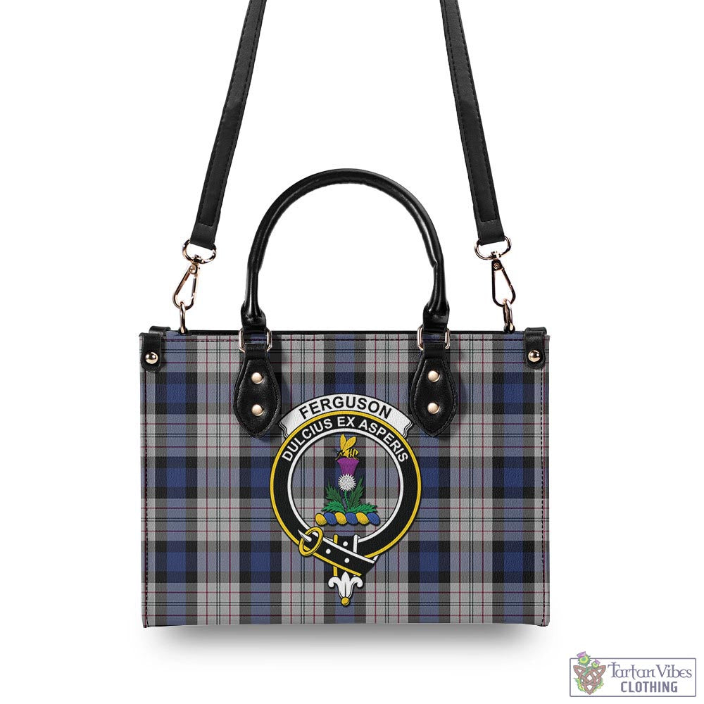 Tartan Vibes Clothing Ferguson Dress Tartan Luxury Leather Handbags with Family Crest