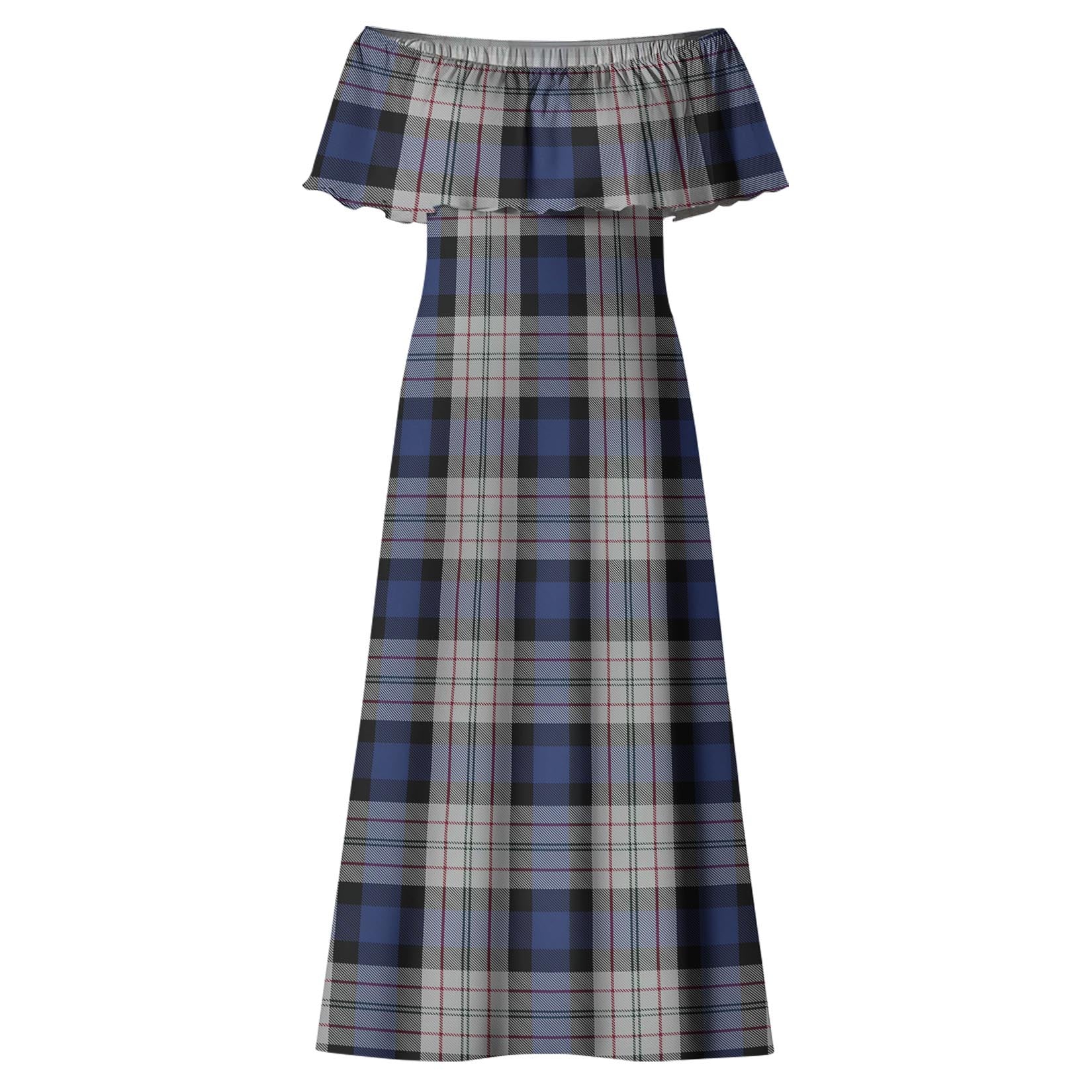 Ferguson Dress Tartan Off Shoulder Long Dress - Tartanvibesclothing