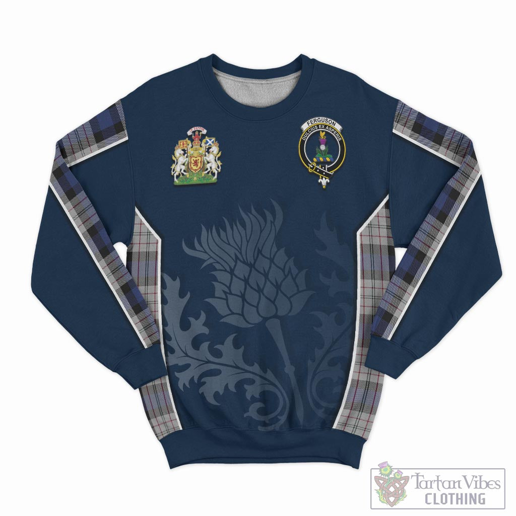 Tartan Vibes Clothing Ferguson Dress Tartan Sweatshirt with Family Crest and Scottish Thistle Vibes Sport Style