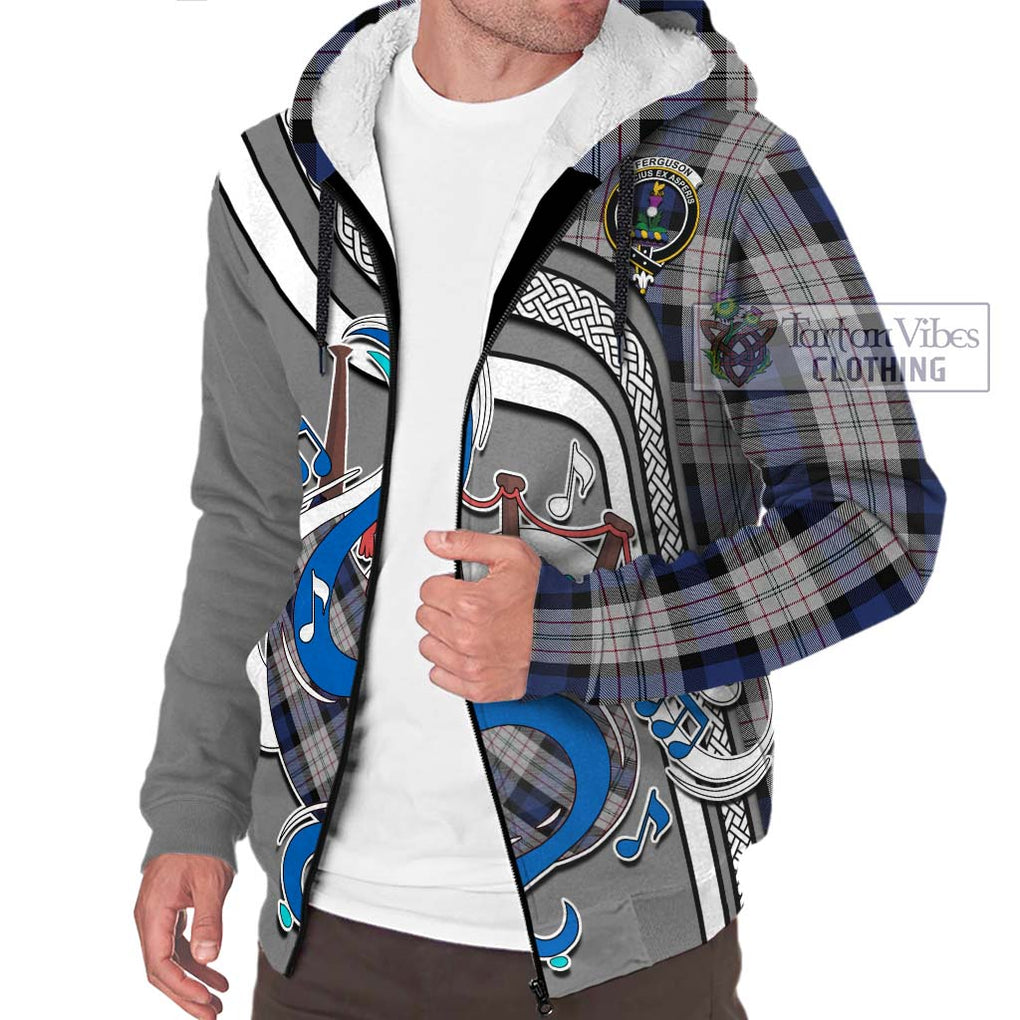 Ferguson Dress Tartan Sherpa Hoodie with Epic Bagpipe Style Unisex - Tartanvibesclothing Shop