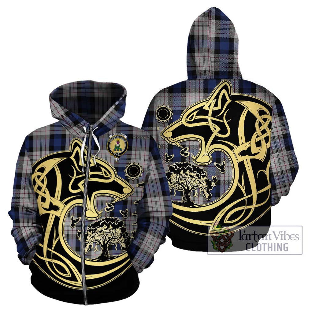 Ferguson Dress Tartan Hoodie with Family Crest Celtic Wolf Style - Tartan Vibes Clothing