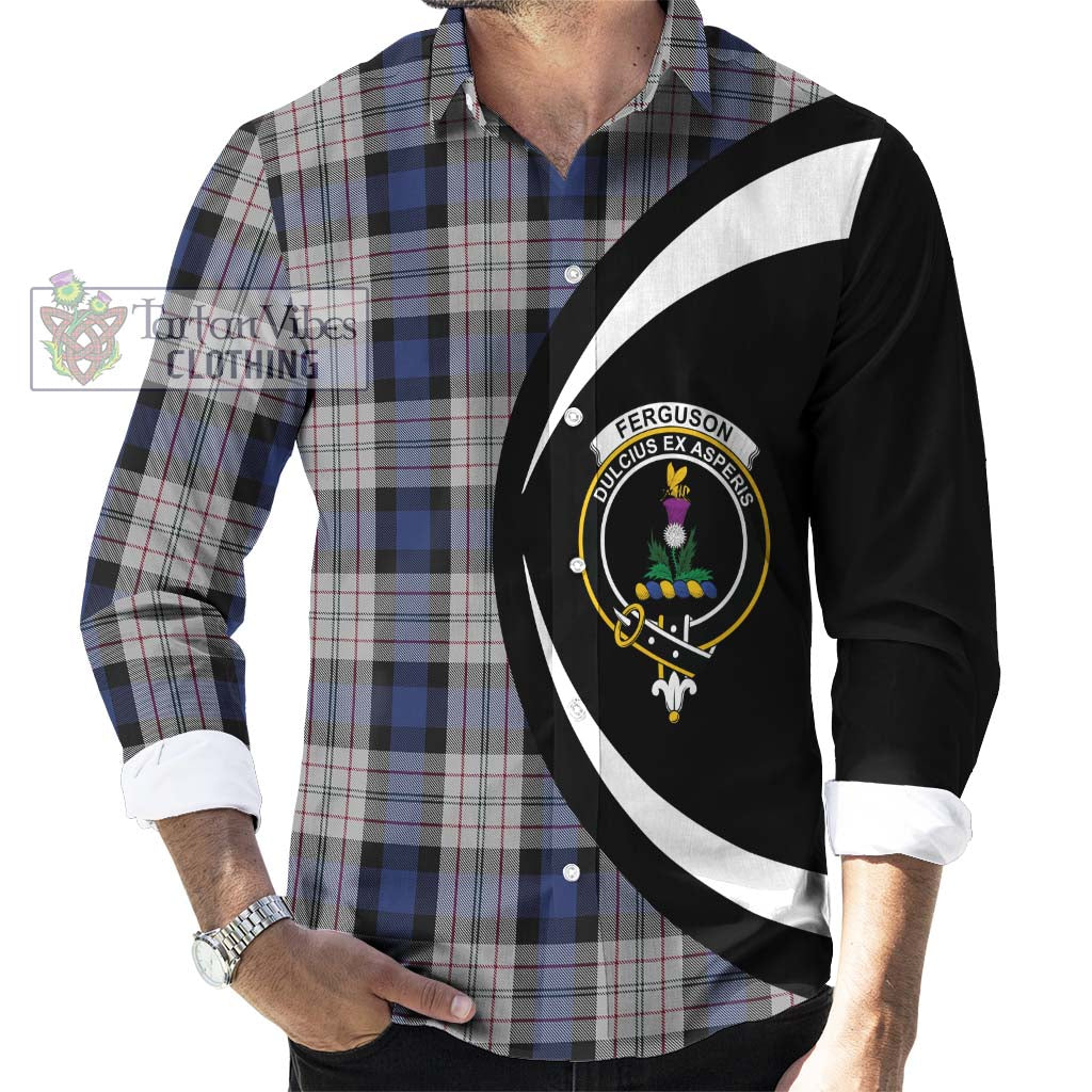 Ferguson Dress Tartan Long Sleeve Button Up with Family Crest Circle Style - Tartan Vibes Clothing