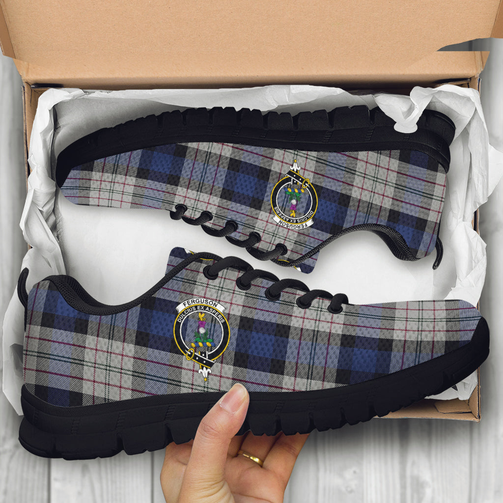 Ferguson Dress Tartan Sneakers with Family Crest - Tartan Vibes Clothing