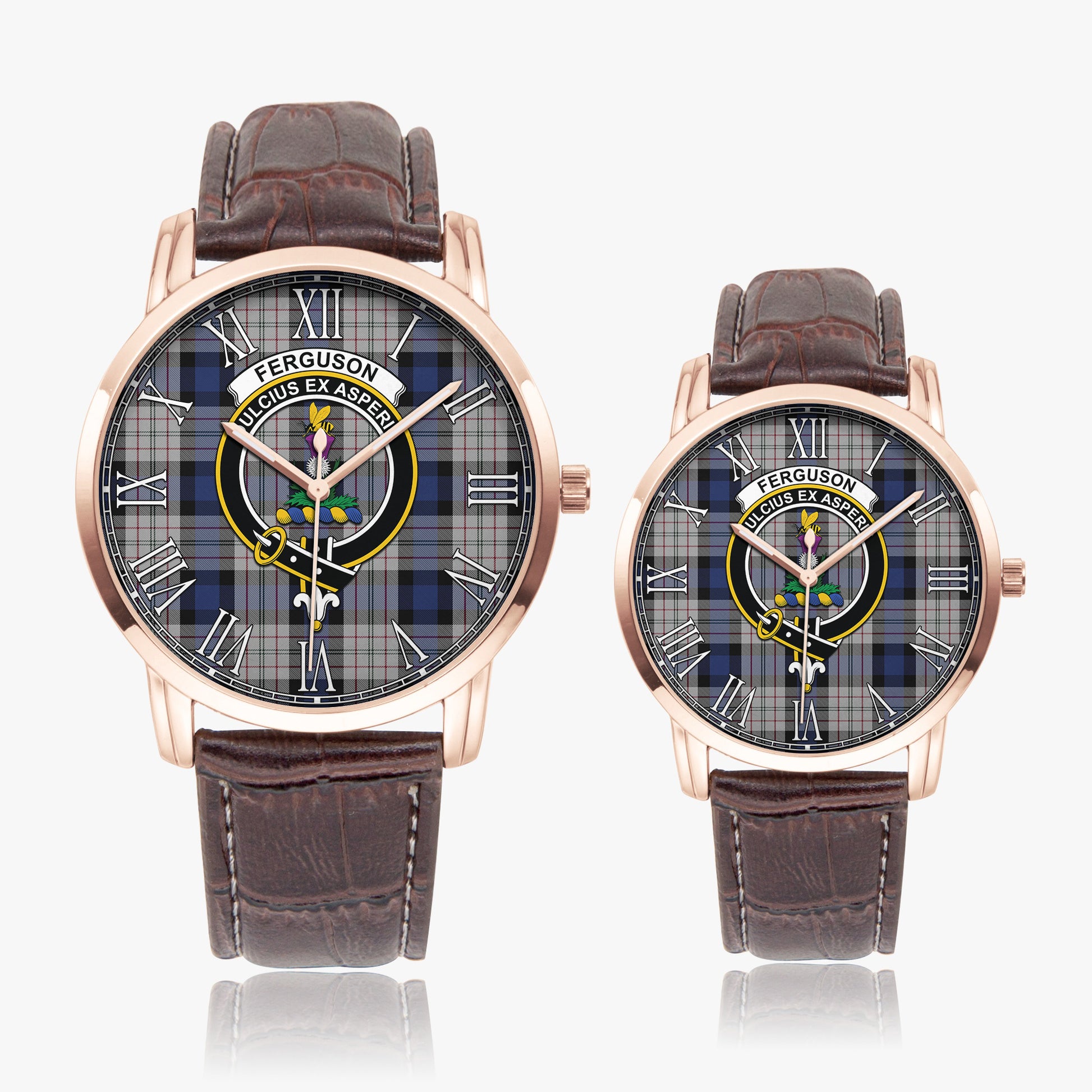 Ferguson Dress Tartan Family Crest Leather Strap Quartz Watch - Tartanvibesclothing