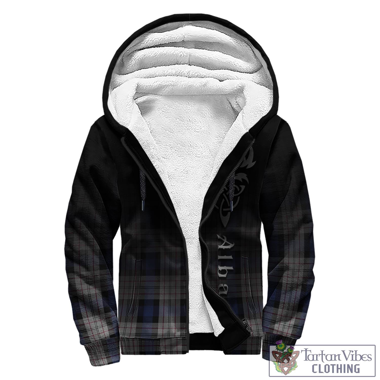 Tartan Vibes Clothing Ferguson Dress Tartan Sherpa Hoodie Featuring Alba Gu Brath Family Crest Celtic Inspired