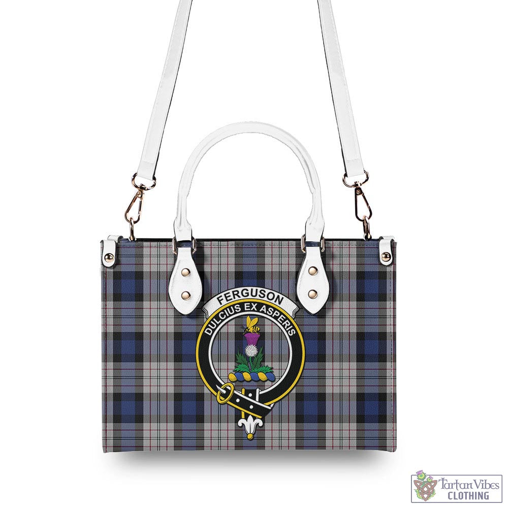 Tartan Vibes Clothing Ferguson Dress Tartan Luxury Leather Handbags with Family Crest