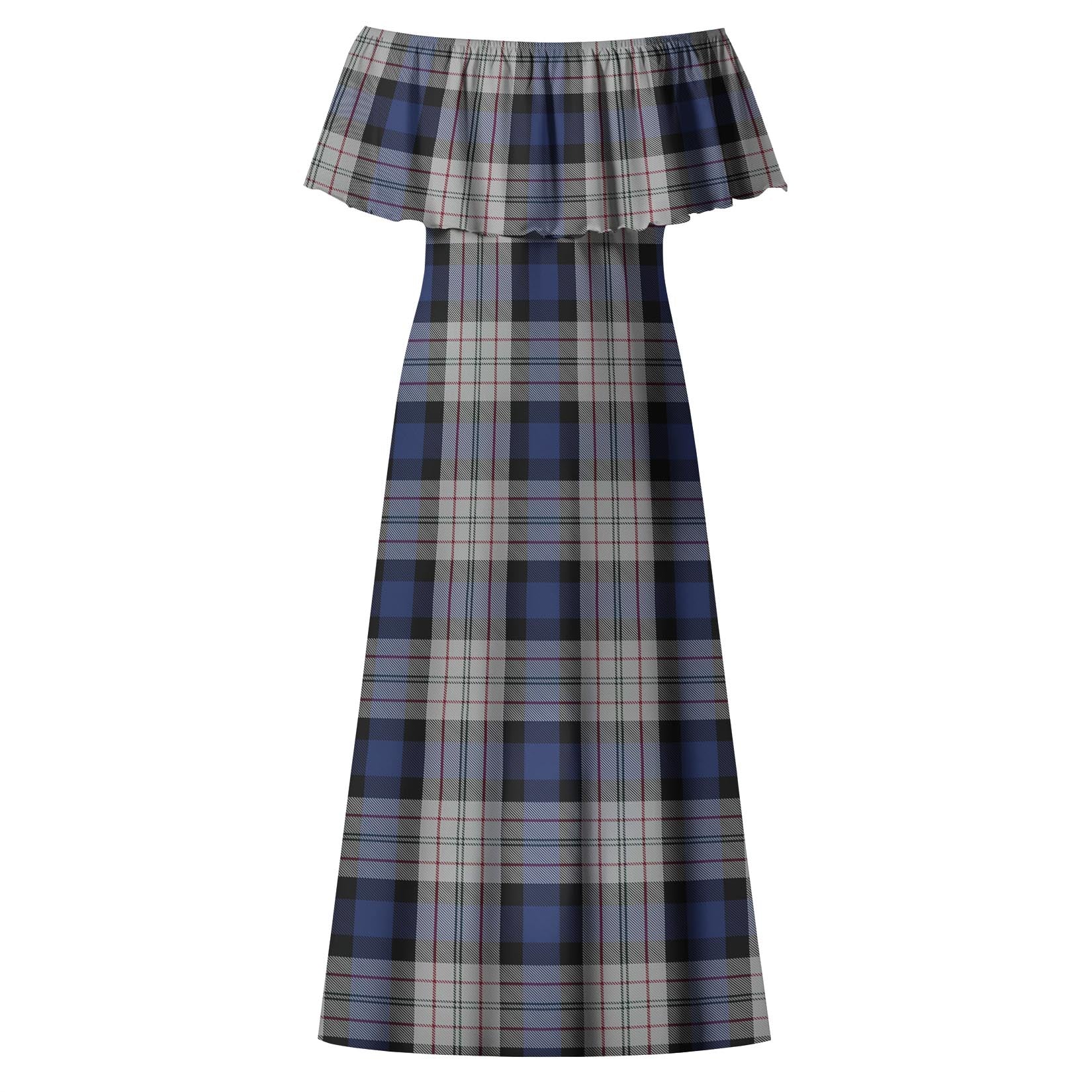 Ferguson Dress Tartan Off Shoulder Long Dress - Tartanvibesclothing