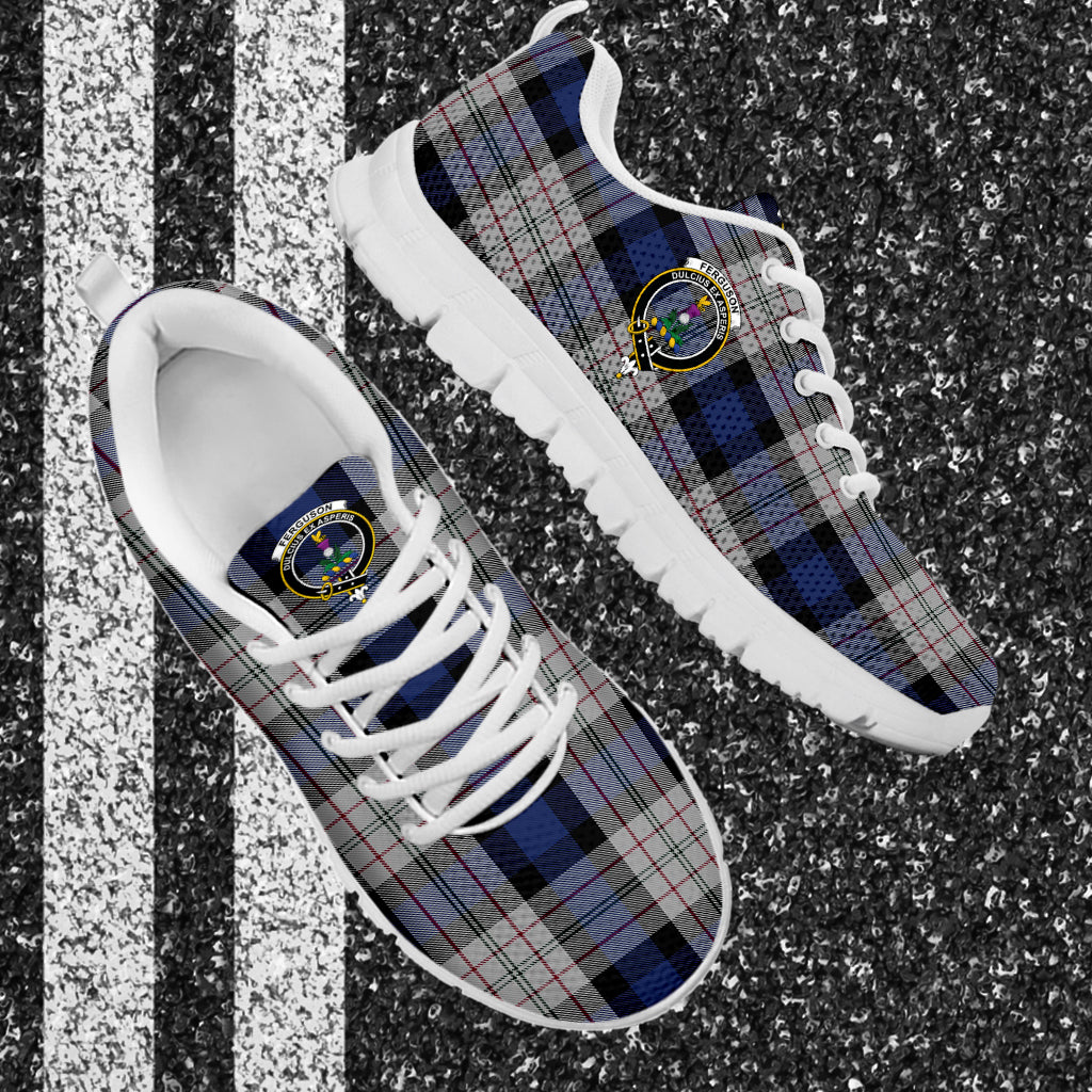 Ferguson Dress Tartan Sneakers with Family Crest - Tartan Vibes Clothing