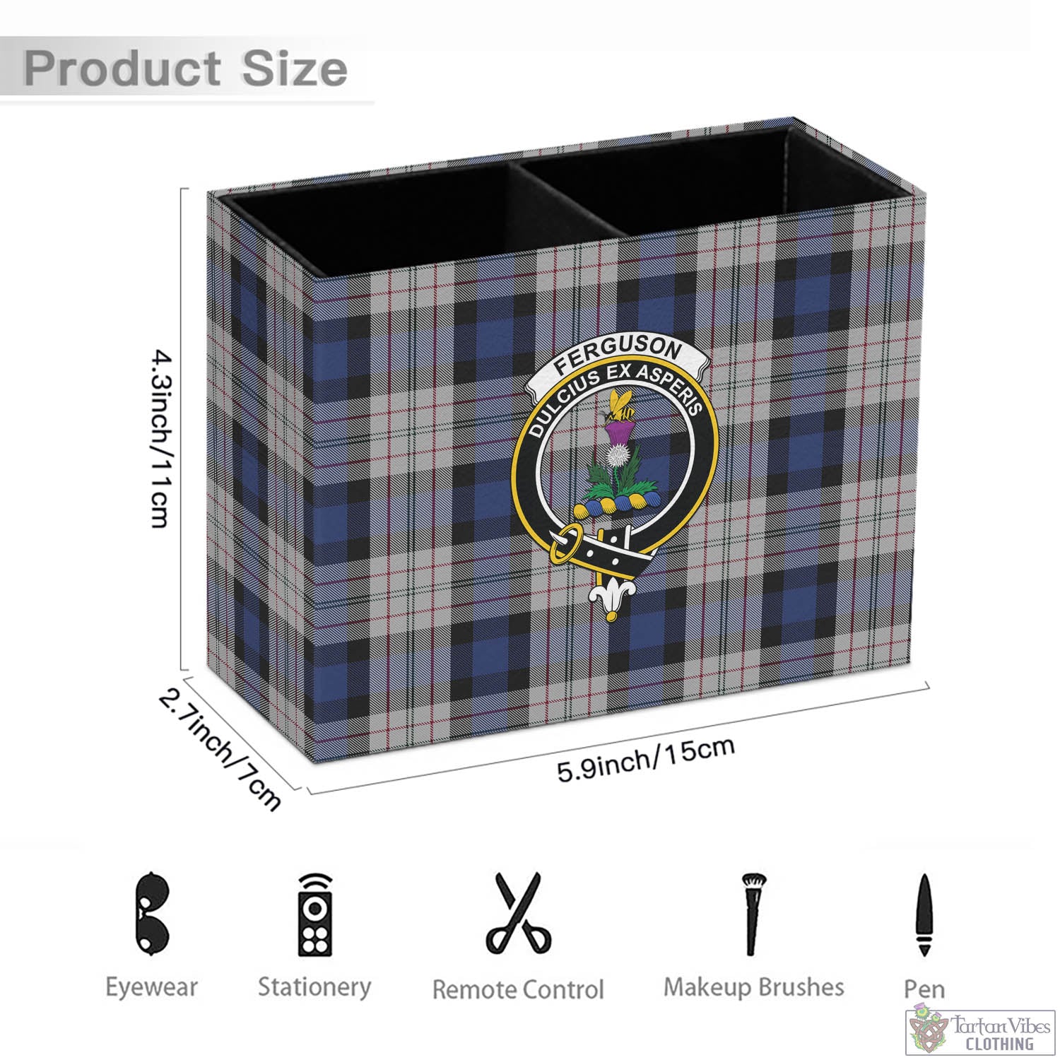 Tartan Vibes Clothing Ferguson Dress Tartan Pen Holder with Family Crest