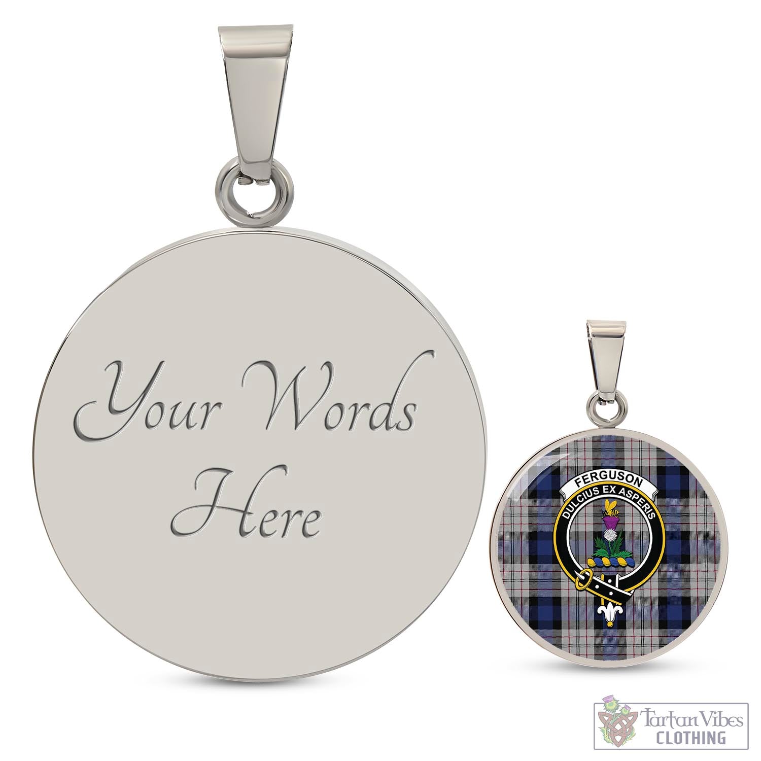 Tartan Vibes Clothing Ferguson Dress Tartan Circle Necklace with Family Crest