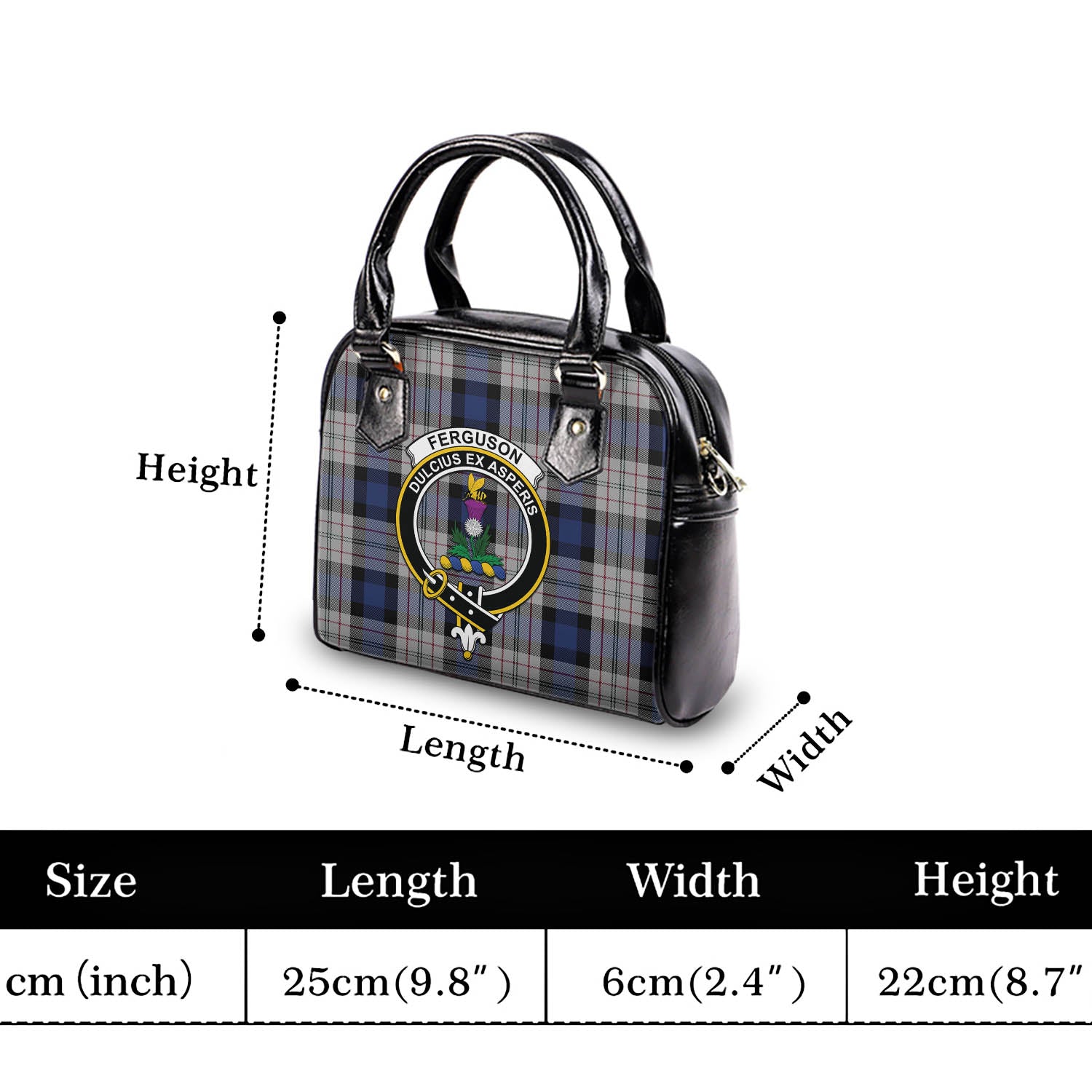 Ferguson Dress Tartan Shoulder Handbags with Family Crest - Tartanvibesclothing