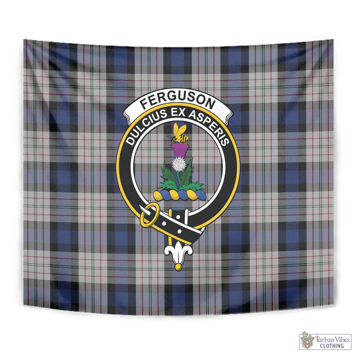 Tartan Vibes Clothing Ferguson Dress Tartan Tapestry Wall Hanging and Home Decor for Room with Family Crest